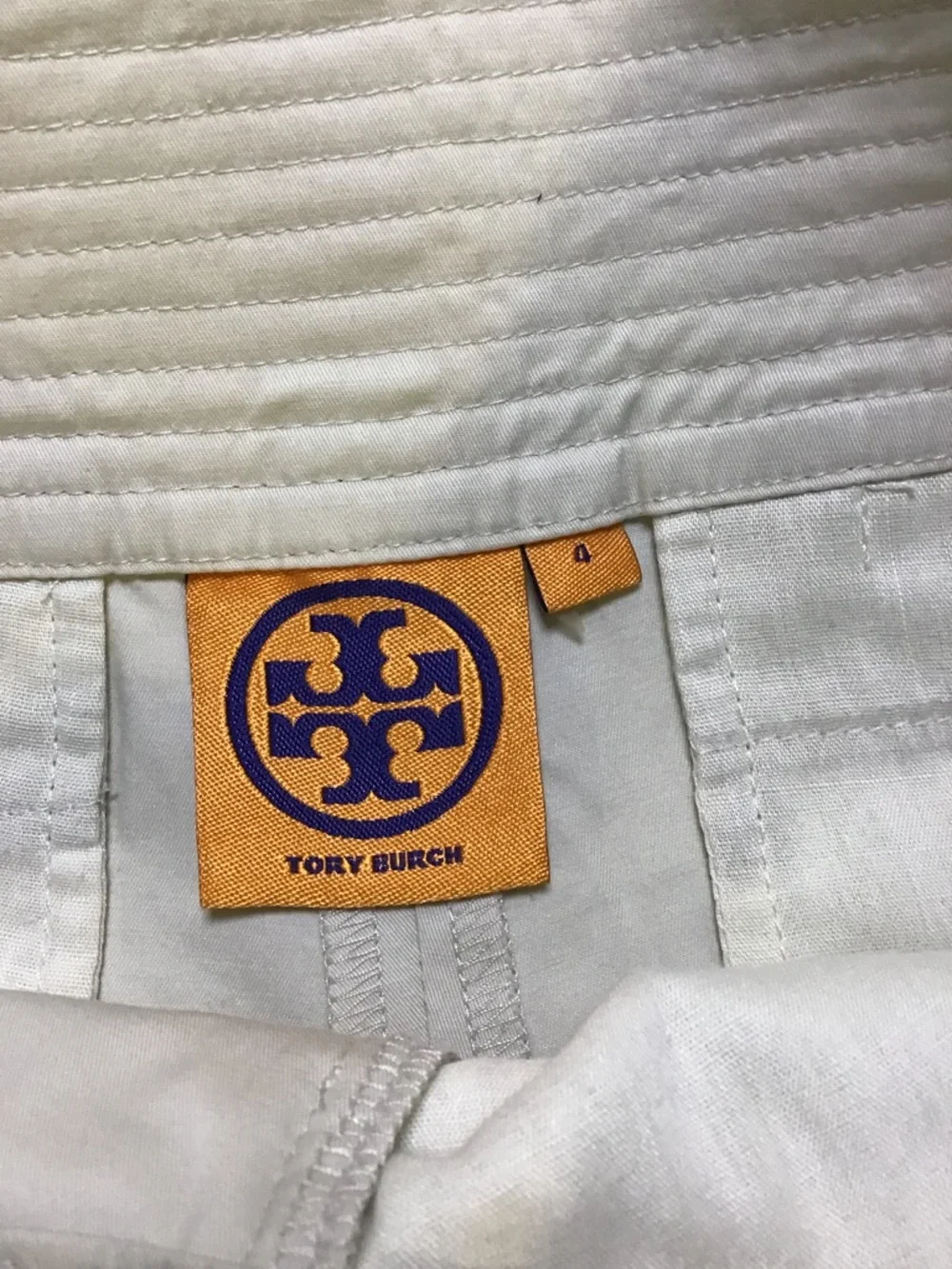Tory Burch Cream High-Waist Ribbed Band Shorts with Gold Buttons - Picture 5 of 10